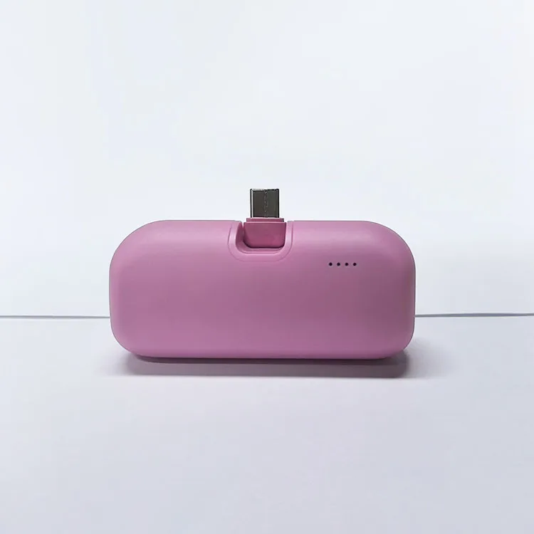 Trending Products 2025 New Arrivals PB199 20W White Black Pink Capsule Power Bank 4000mAh Built-in Foldable Usb-c Port Connector