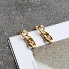 Gold Plated Earrings Chris April In Stock 316L Stainless Steel PVD 18K Gold Plated Vintage Chain Earrings