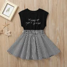 Casual Dress Wholesale High Quality Summer Sleeveless Cotton Letter Print Black White Striped Casual Princess Girl Dress