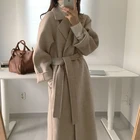 Long Coat Quick Custom Woman Plus Size Jacket Overcoat Long Sleeve Solid Color Belt Long Wool Coat