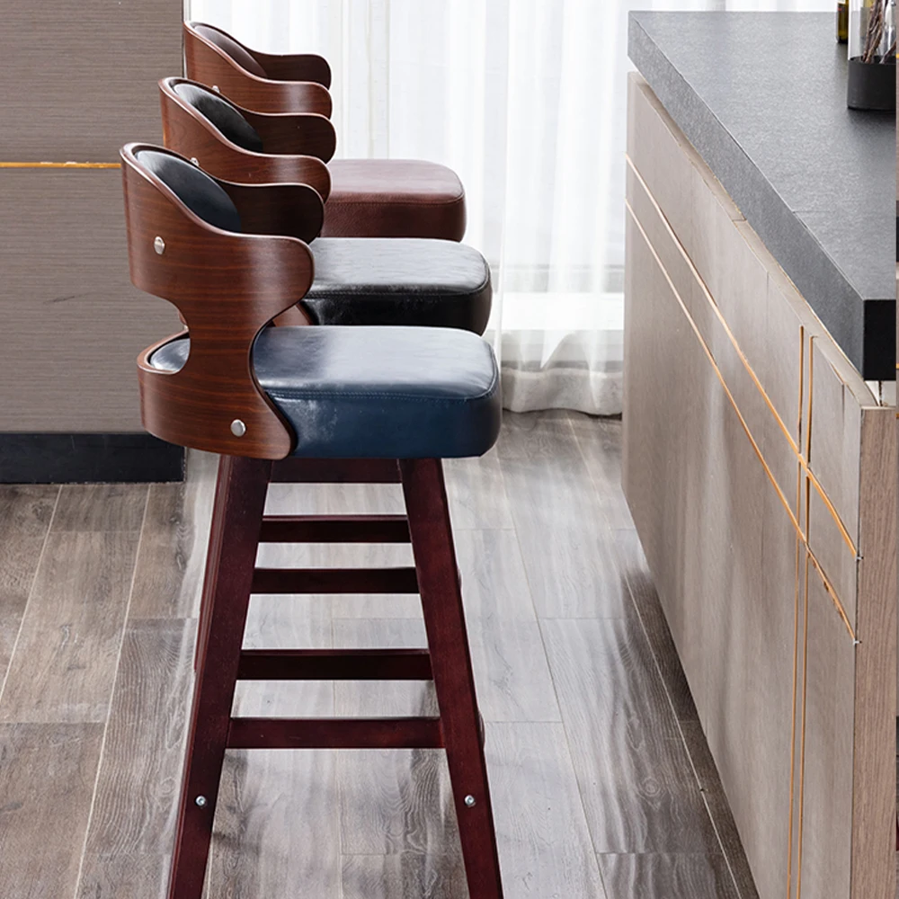 Modern American Luxury style Indoor solid wood retro Kitchen high stools swivel bar chairs