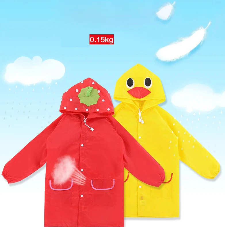 DD1170 Animal Children Wear One Piece Rain Suit PEVA Hooded Rain Coat Reusable Baby Rain Jacket Clear Cartoon Kids Raincoats