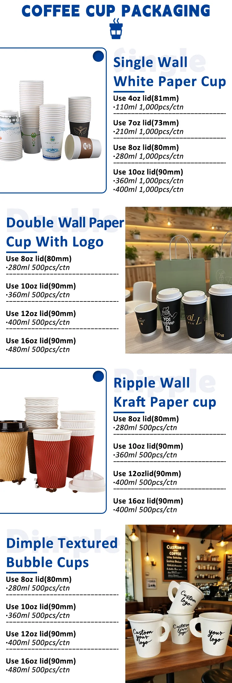 Custom Biodegradable to Go Airline Disposable Kraft Ripple Double Wall Paper Tea Coffee Coffe Dispos Takeaway Cup with Lid