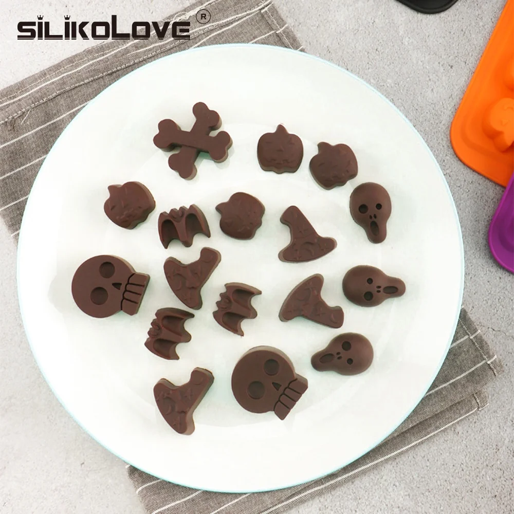Halloween chocolate baking set skull ghost Pumpkin Face bat witch hat multi shape silicone ice chocolate candy mold