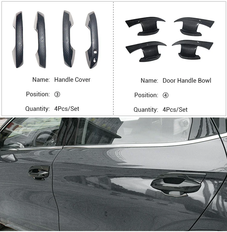 Na-customize na ABS Gayahin ang Carbon Auto Accessories Dekorasyon Trims Cover Car Exterior Accessories Para sa BYD Atto 3 Yuan Plus supplier