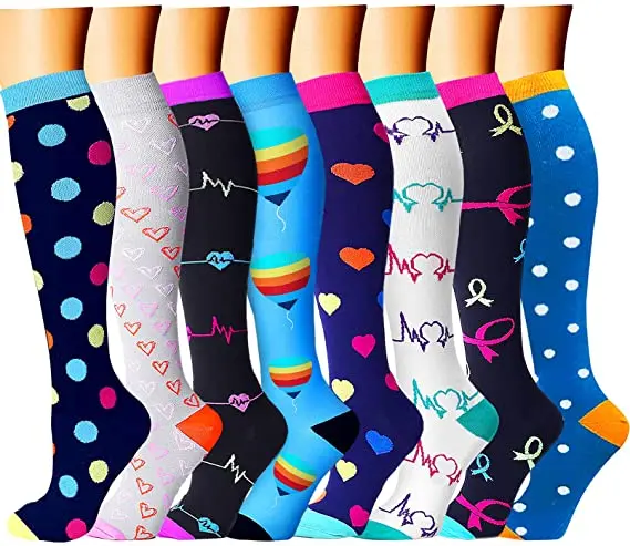 Custom Compression Socks Stockings Mens Knee High Socks Colorful Nurse Medical Compression socks