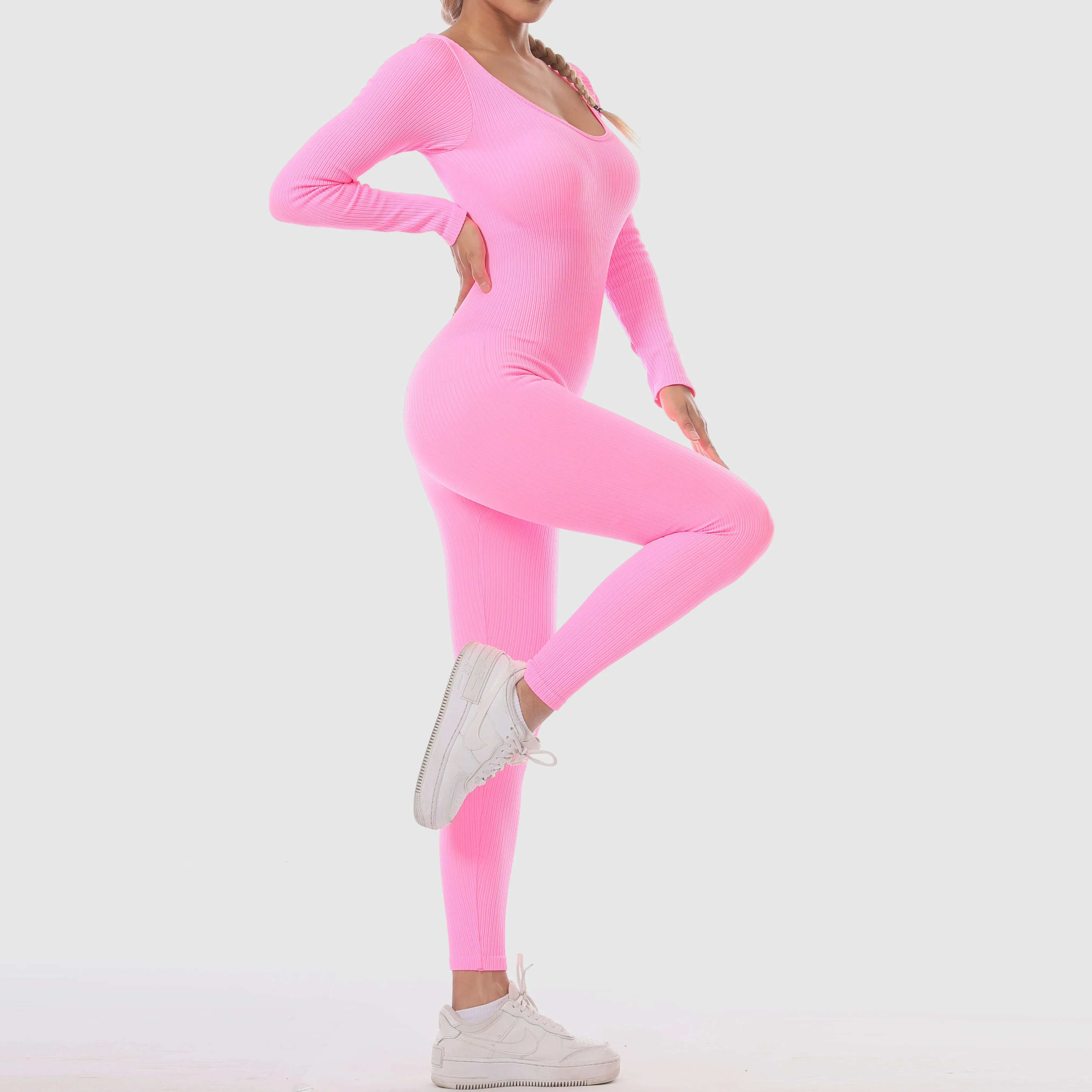 Candy color yoga running sports two-piece buttock lifting sweat absorption and moisture drain jumpsuits