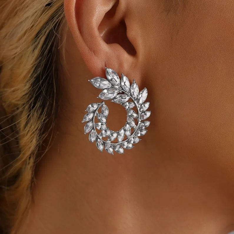 Wholesale Grace Jewelry Customizable Ins fashion exaggerated sparkling diamond earrings 925 Sterling Silver Earrings