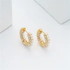 Gold Earrings Earring Drop Shipping BXY Gold Plated Copper Brass Crystal Pearl Huggie Hoop Earrings