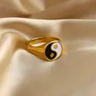 Pearl European Fashion18k Gold Plated Tai Chi Twist Shell Steel Steel Pearl Rings For Women