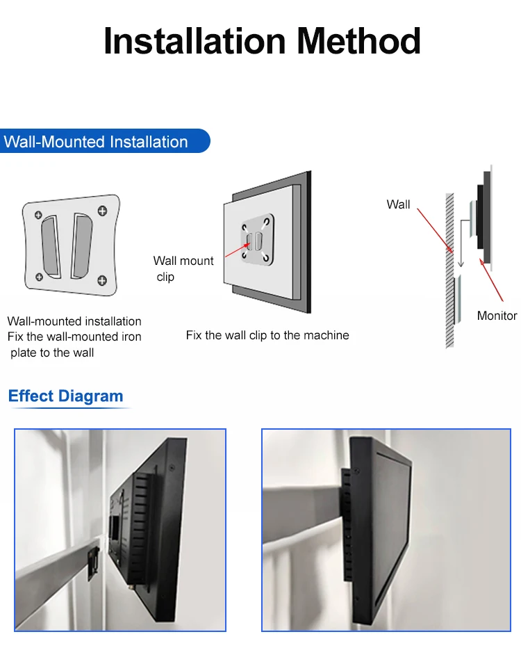 11.6 Inch Widescreen IPS HD LED Backlit Desktop Monitor USB Input with Plastic Case for Industrial Equipment VGA Input
