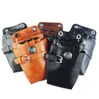 Scissor Leather Holsters Hairdressing Scissor Waist Bag Leather Rivet Pouches Holsters Hair Stylist Tool Case