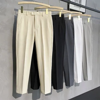 Business casual trousers Sagging men's straight suit pants Summer men's cropped trousers full length trousers