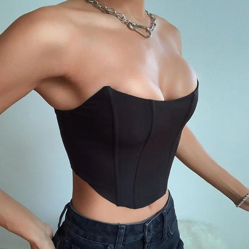 Fashion Corsets Push Up Bustier Corset Off Shoulder Crop Top Solid Strapless Tube Top Bandeau Streetwear Corsets Bustiers - Buy Bustiers,Strapless Tube Top,Fashion Corsets Product