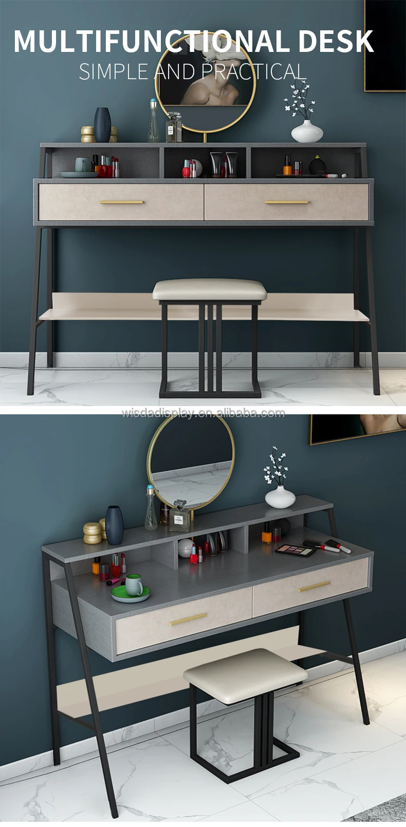 2021 hot sale industrial design dressing able  study desk computer desk with 2 drawers factory direct sale