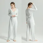 Pajama Pyjamas Custom Luxury Adult Jumpsuit Pajama Women Polyester Cotton Beige Casual Loungewear Jumpsuit Pyjamas
