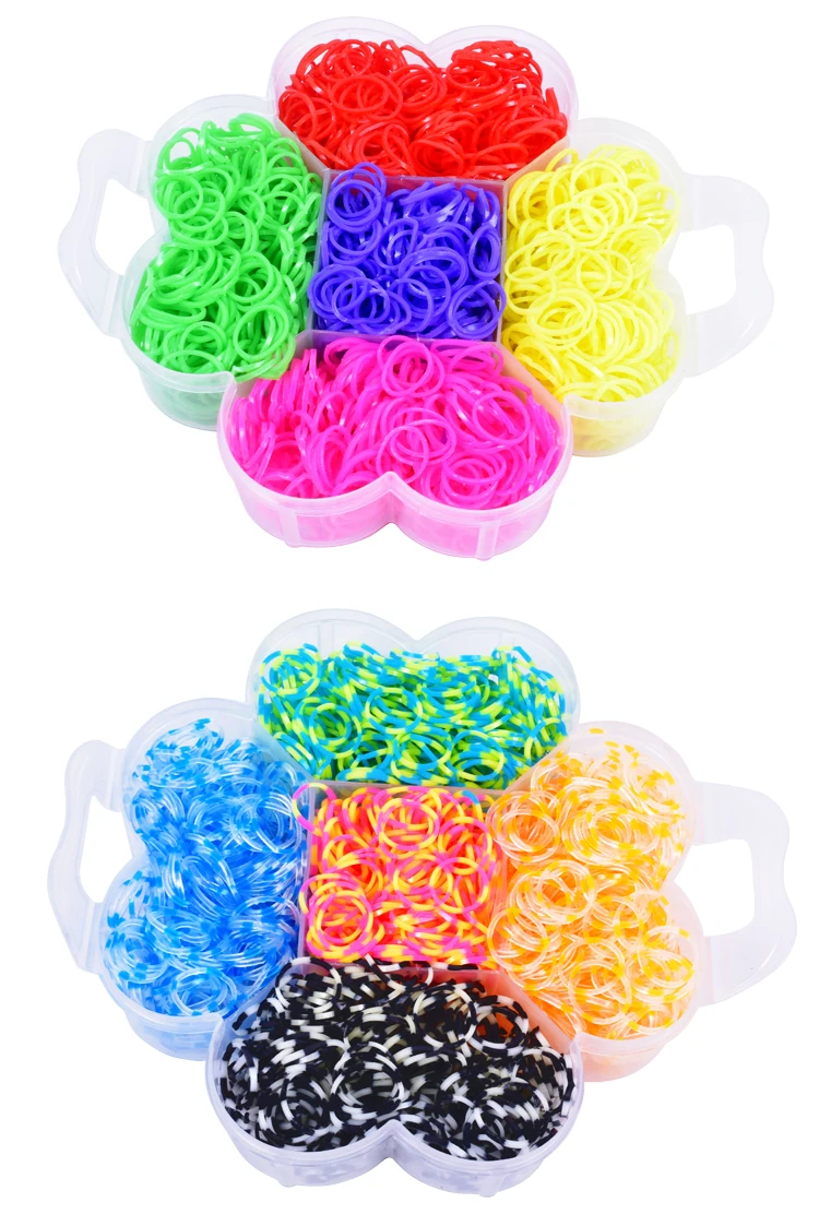 Rubber Band Hand Knitting Device Kids Diy Kit Colorful Loom Bands Set For Bracelet Making