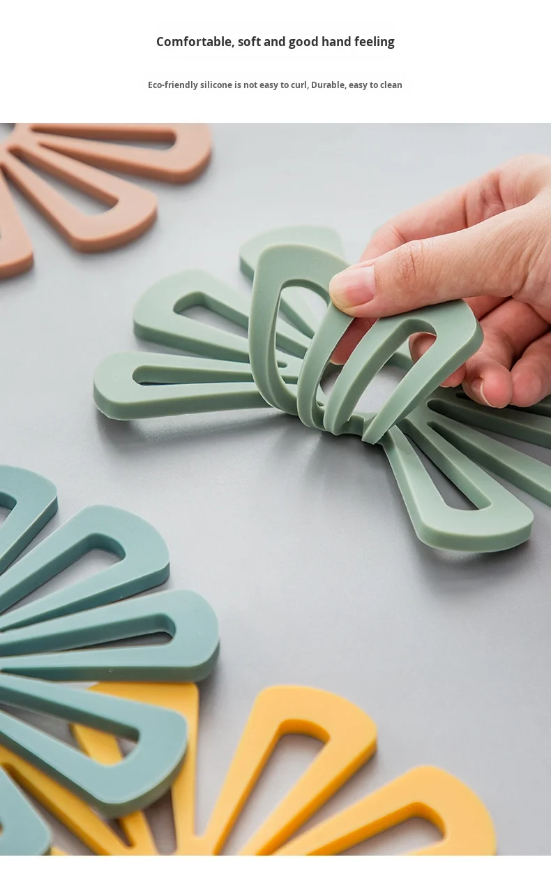 Modern Floral Design Silicone Plate Mat High-Temperature Resistant Anti-Scalding Coaster Placemat for Dining Table Household Mat details