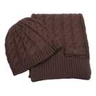 Wool Scarf Hat And Scarf Sets Custom Label Women Warm Cable Knit Wool Mixed Cute Bow Beanie Hat And Scarf Set