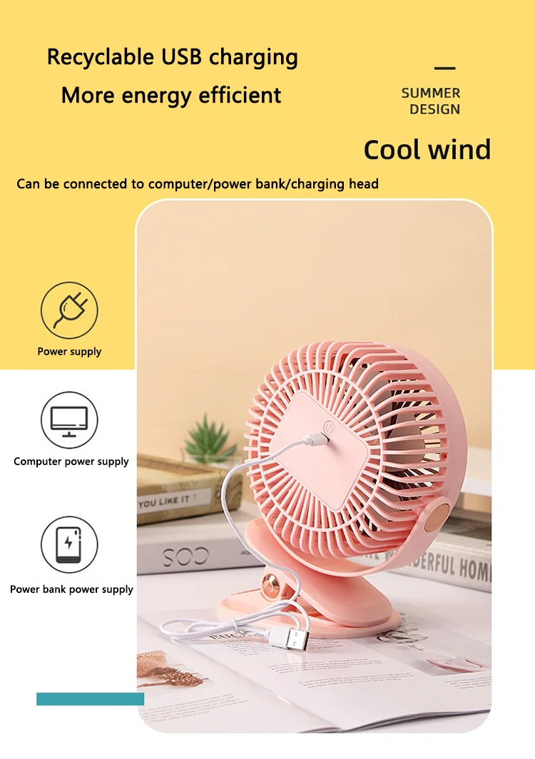 Speeds Rechargeable Fan, USB, Plastic - detail 6