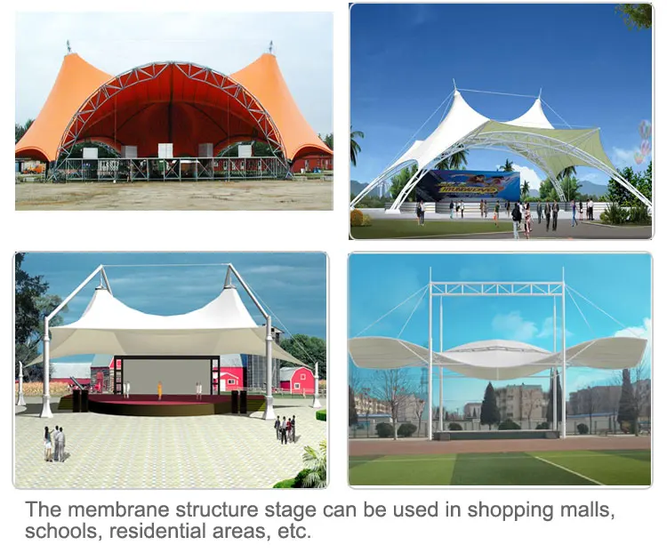 Ptfe Architectural Prefabricated Roof Awning Canopy Stage Pvdf