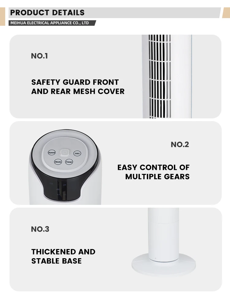 Tower Fan, Portable, 220-240V, 45W - detail 10