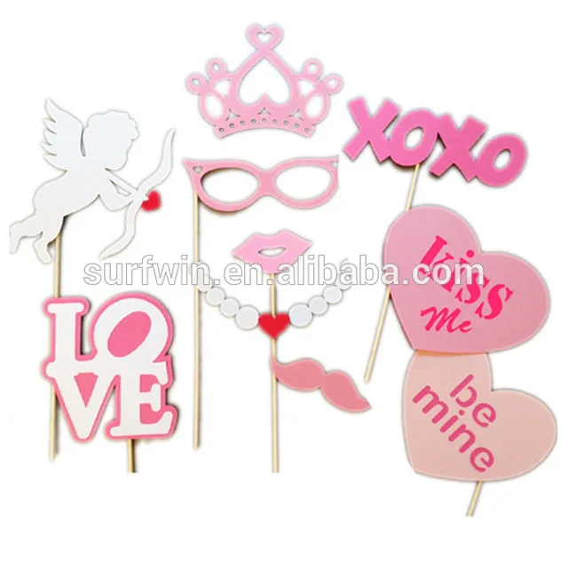 10pcs well assembled valentine photobooth props