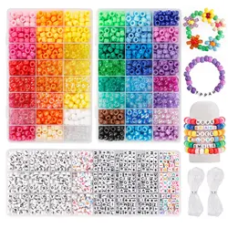 6*9mm Pony Beads Colorful Plastic Round Big Hole Pony Beads For Jewelry Making Letter Beads