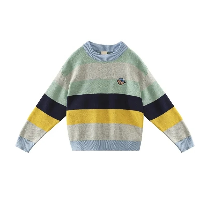 Boy's sweater children's sweater college style solid color thick needle retro children's kids knit sweater