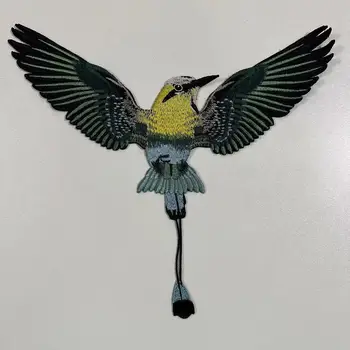 Handmade 3D Bird Embroidery Patch Resin-Encased Iron-On Accessory for Clothing & Hats Mainly for Canvas & Leather Box Packaging