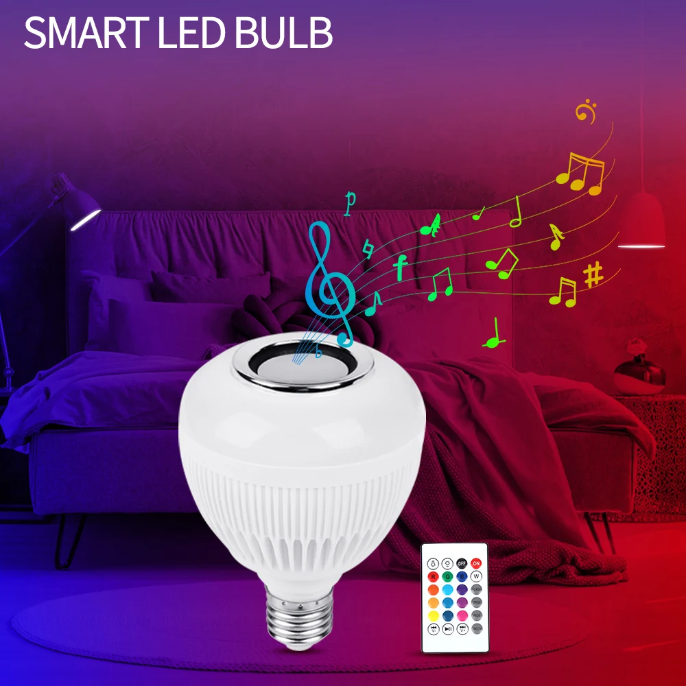 20w RGB Speaker Bulb Bluetooth Music LED Bulb Lamp Control Bedroom Sleep Party Folk Concert Color Home Decor Party Light Color