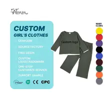 Unisex Baby Custom Spring Outfits ODM/OEM Knitted Sweater Set Long Sleeve Pullover Wide Leg Pants Casual Solid Pattern Worested