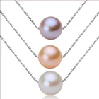 Pearl Necklace Pearlpearlnecklaces 925 Sterling Silver Chain Round Shape Real Genuine Fresh Water Natural Cultured Freshwater Pearl Necklace