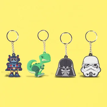 Customized bag PVC soft plastic key chain hanging cartoon silicone flat key chain arts and crafts pendant