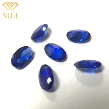 113# 4x6mm Hot selling oval cut lab created synthetic blue sapphire spinel crystal Niel gemstone.