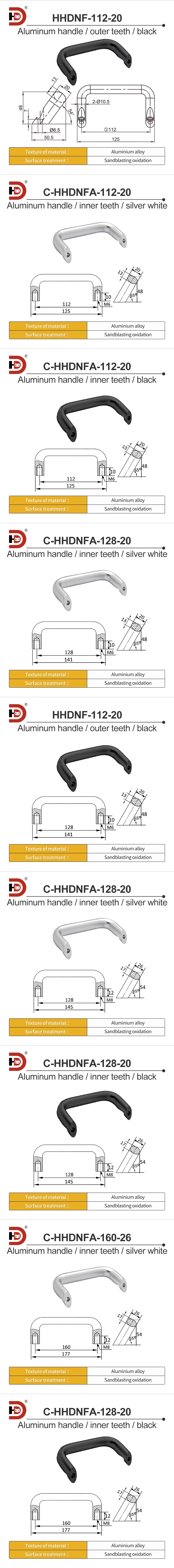 HHDNFA112-128 Aluminum Alloy Angle Handle Mechanical Equipment Cabinet Door Round Reinforced Handle Door Handle manufacture