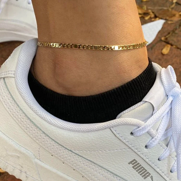 Link Anklet,Cuban Link Anklet 18k Gold 