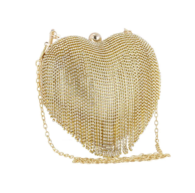 Women's Heart Shape Tassel Clutch Bag