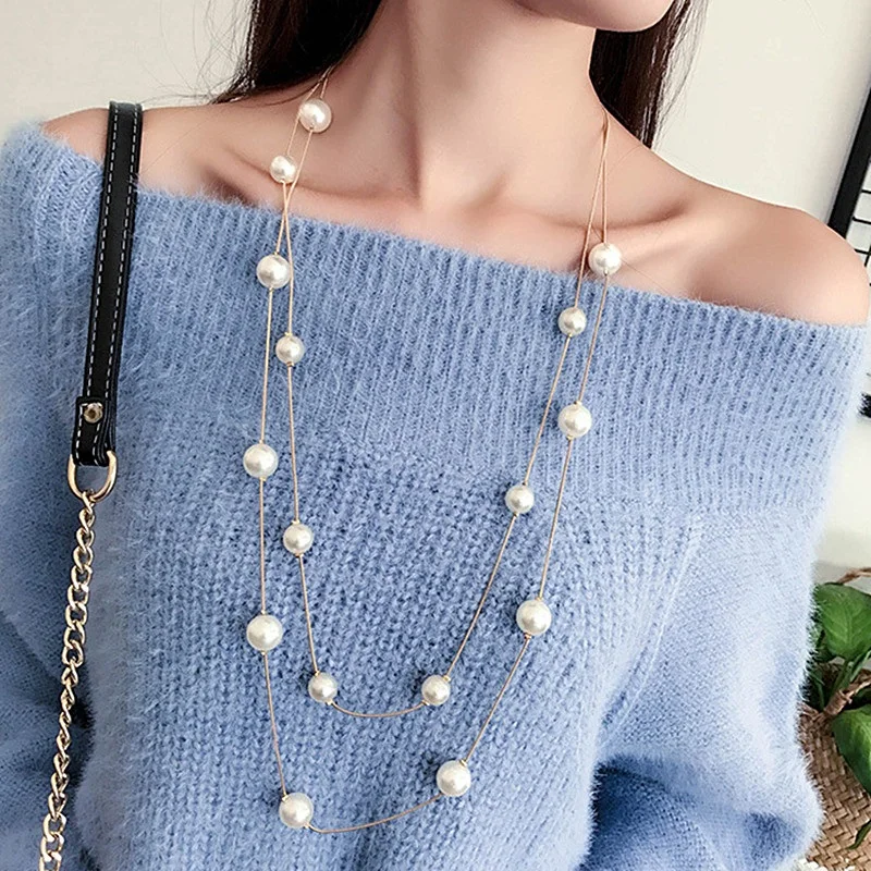 Long Double Layer Simulated Pearls 