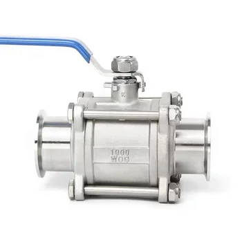 SS 304/316 Sanitary Clamped Ball Valve, Floating 3PC, High-Quality, Full Port, Manual Operation