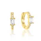 Huggie Earrings Gemnel Fashion Gold Plated Jewelry Mini Baguette Crystals Huggie Earrings