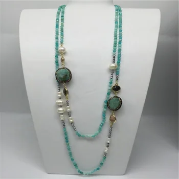 Wholesale high quality new long beaded necklace,long necklace for women,natural stone necklace