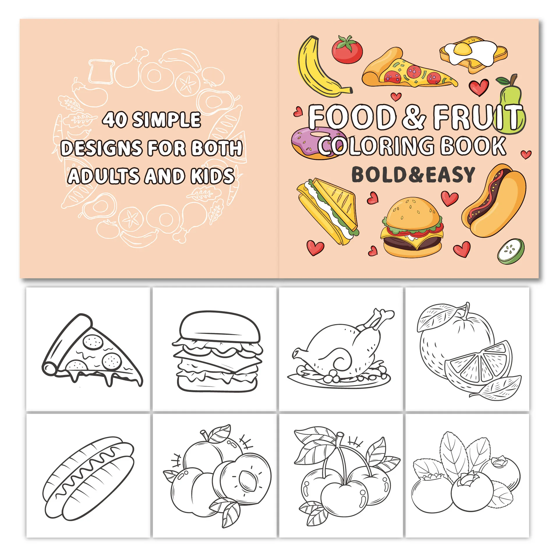 product new styles children coloring book 40pages food and fruit cartoon drawing book printing for kids959-25