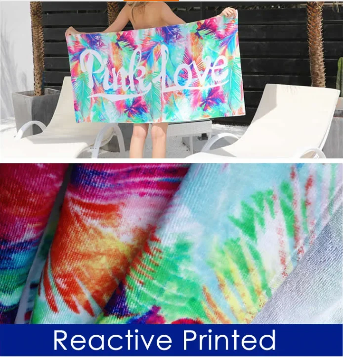 Wholesale Logo Design Sublimated Digital Printed Microfiber Personalized Sand Free Beach Towels