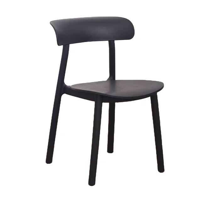 Top quality wholesale dining chair plastic garden chairs black stackable wood grain surface chair for outdoor dining room