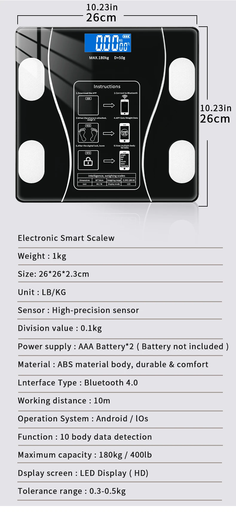 Weighing Scale Bluetooth Body Fat Escamas Smart Electronic BMI