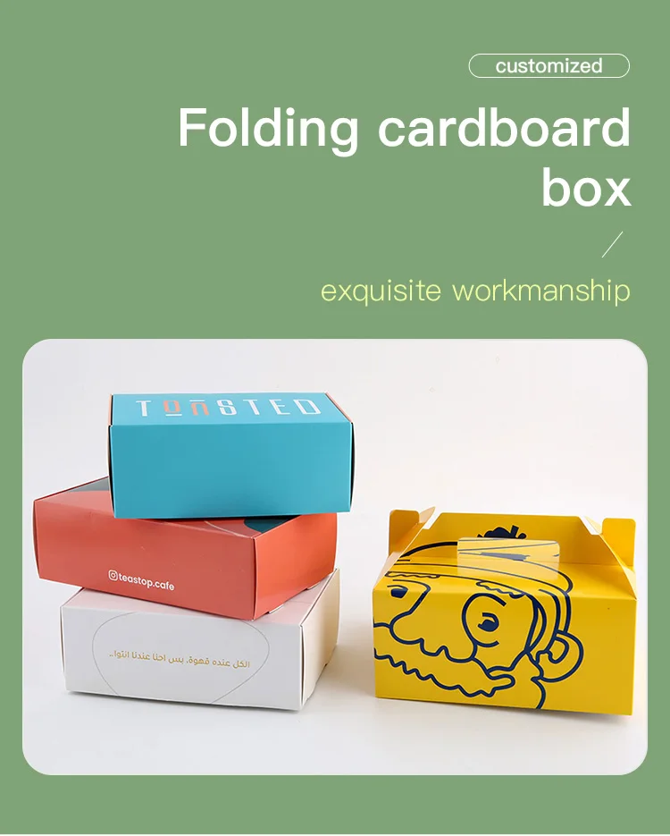 Free Design Takeaway Food Packaging Cardboard Sandwich Hamburger Packing Box Customized Printed Square Kraft Burger Box