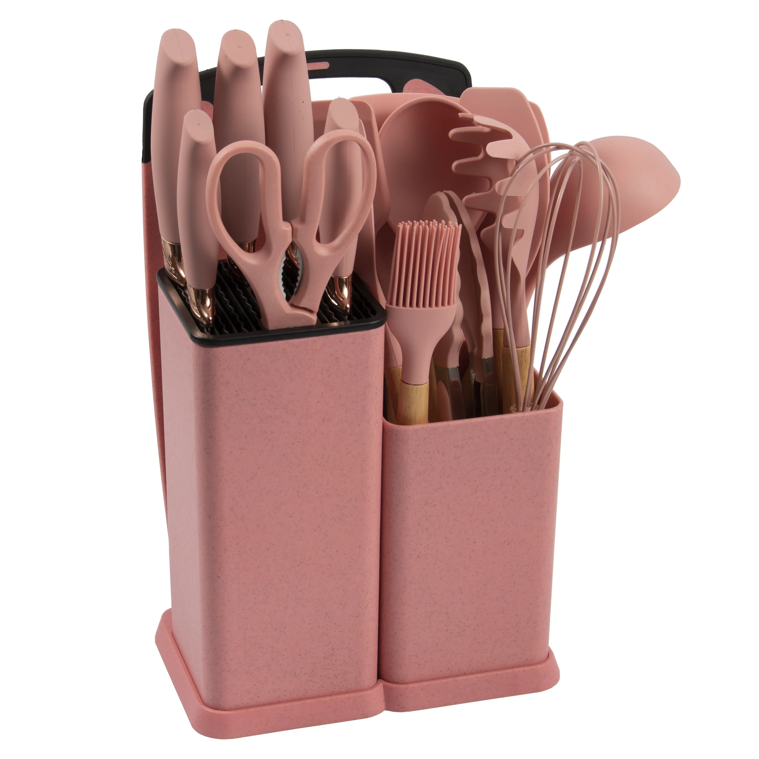 Wholesale 19 Pcs set silicone kitchenware accessories cooking tools set spatula stirring kitchen utensils Wooden Handle