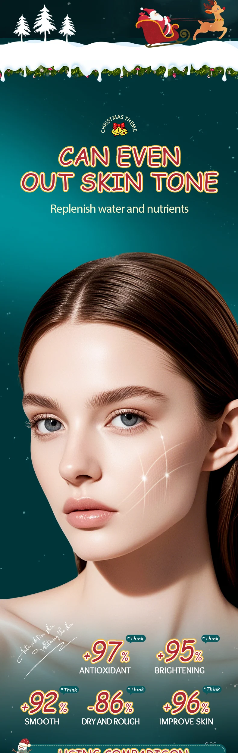 product sadoer christmas pomegranate niacinamide vitamin c herbal skin care set antioxidant brightening facial rejuvenation-4