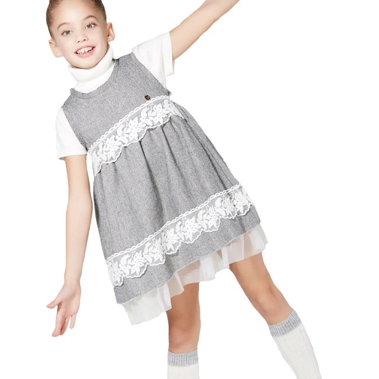 Two pieces formal design girls' clothing sets pure color kids clothes girl dresses 6 to 14 years